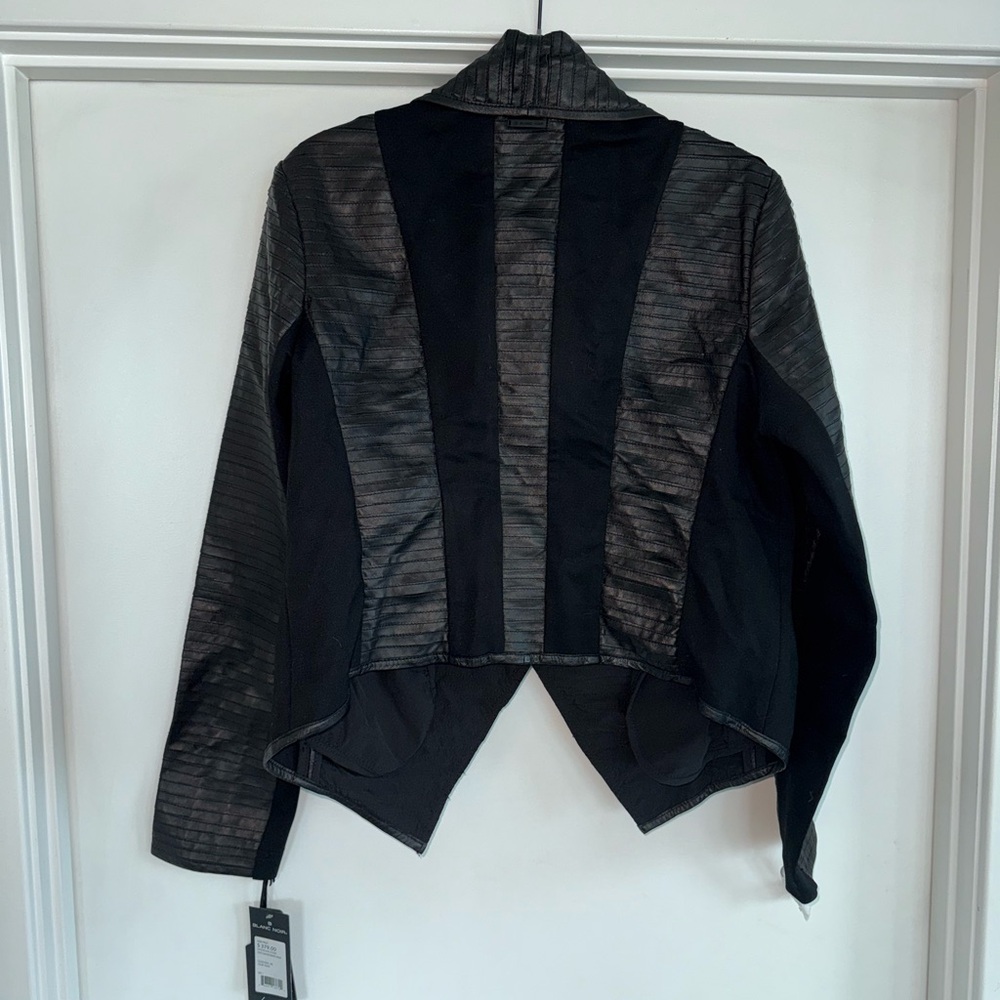 Blanc Noir Black Drape Leather Jacket